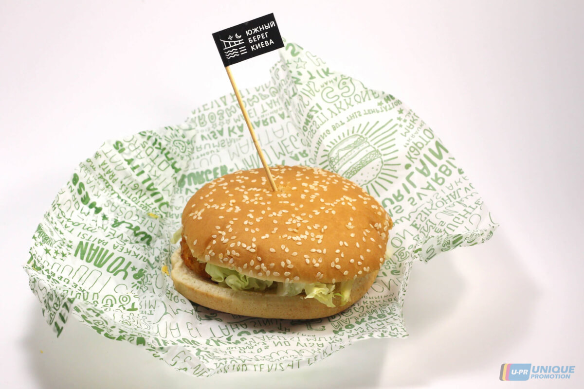 Изготовление флажков для бургеров и стейков в Минске- полиграфия СоваПринт